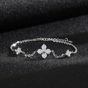 Moissanite Charm Bracelet 1.2ct Sterling Silver Cable Chain Gift Set NWT